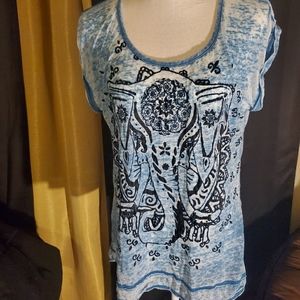 Boho Elephant Burnout Top